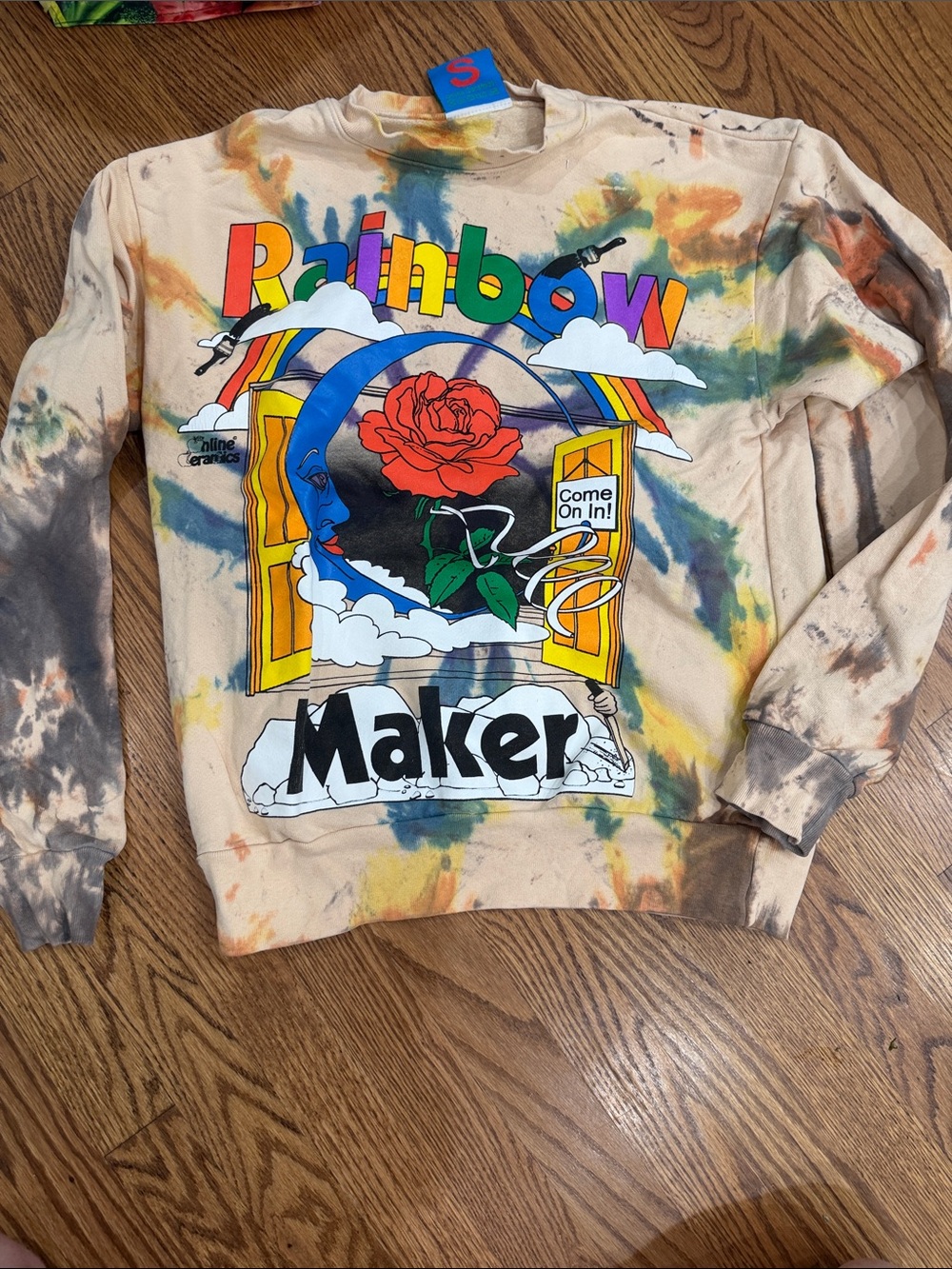 Rainbow Maker Tie-Dye Graphic Sweatshirt - Beige Multi